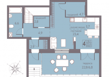 4-к квартира, 108 м&sup2, 1/22 эт., Пермь, Серебристая, 5 - фото 2
