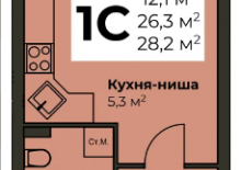 1-к квартира, 28 м&sup2, 1/6 эт., Пермь, Вильямса, 29 - фото 2